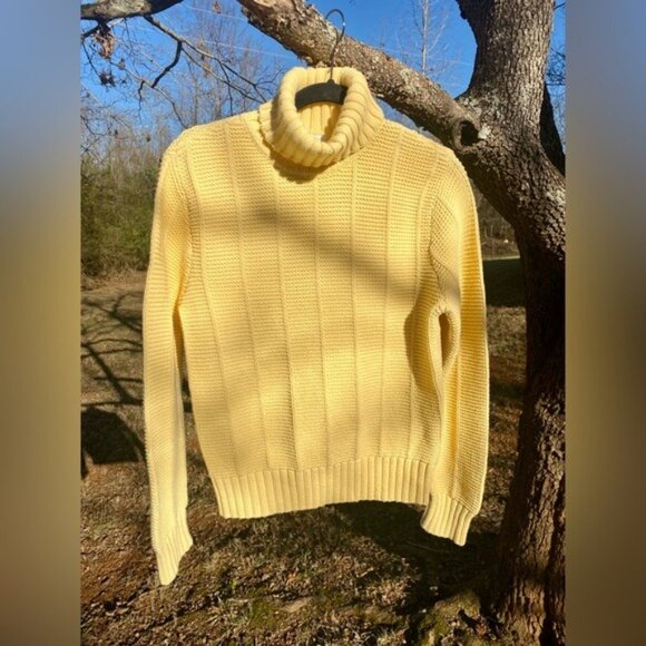 Vintage Talbots Yellow Turtleneck Sweater Ribbed, Soft, Size Large - Picture 2 of 4